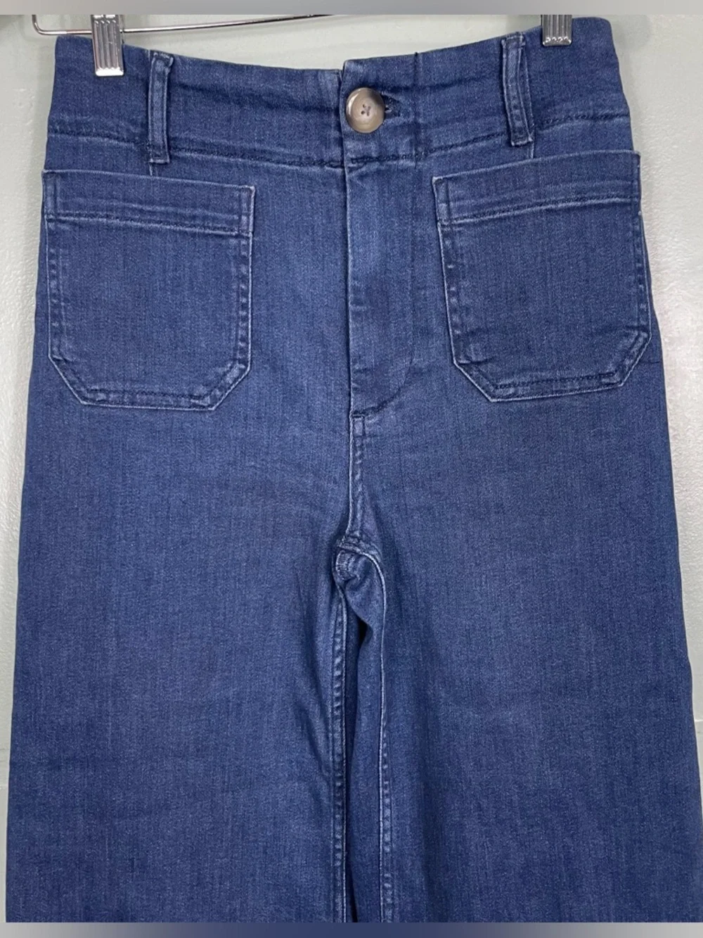 Maeve The Colette Pants Cropped Wide Leg Women Size 26 Navy Blue Stretch - Picture 3 of 10